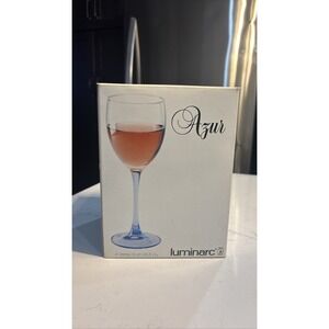 Luminarc Azur Blue Stem Wine Glasses Set of 4 France 24.5cl Stemware